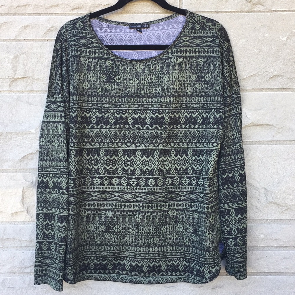 Signature Studio Black & Green top SZ XL